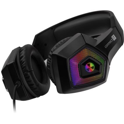 CONNECT IT CHP-5600-BK - Auscultadores LED RGB com fios gaming com microfone preto