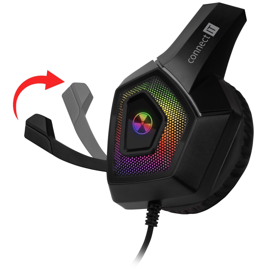 CONNECT IT CHP-5600-BK - Auscultadores LED RGB com fios gaming com microfone preto