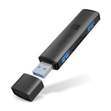 CONNECT IT CHU-4060-AN - Hub USB-A com leitor de cartões de memória 4em1