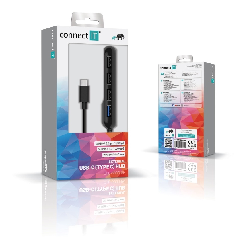 CONNECT IT CHU-5000-BK - Hub USB-C 4em1