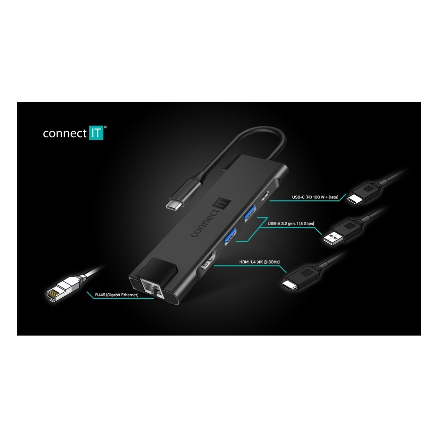 CONNECT IT CHU-8020-AN - Hub USB-C 5em1
