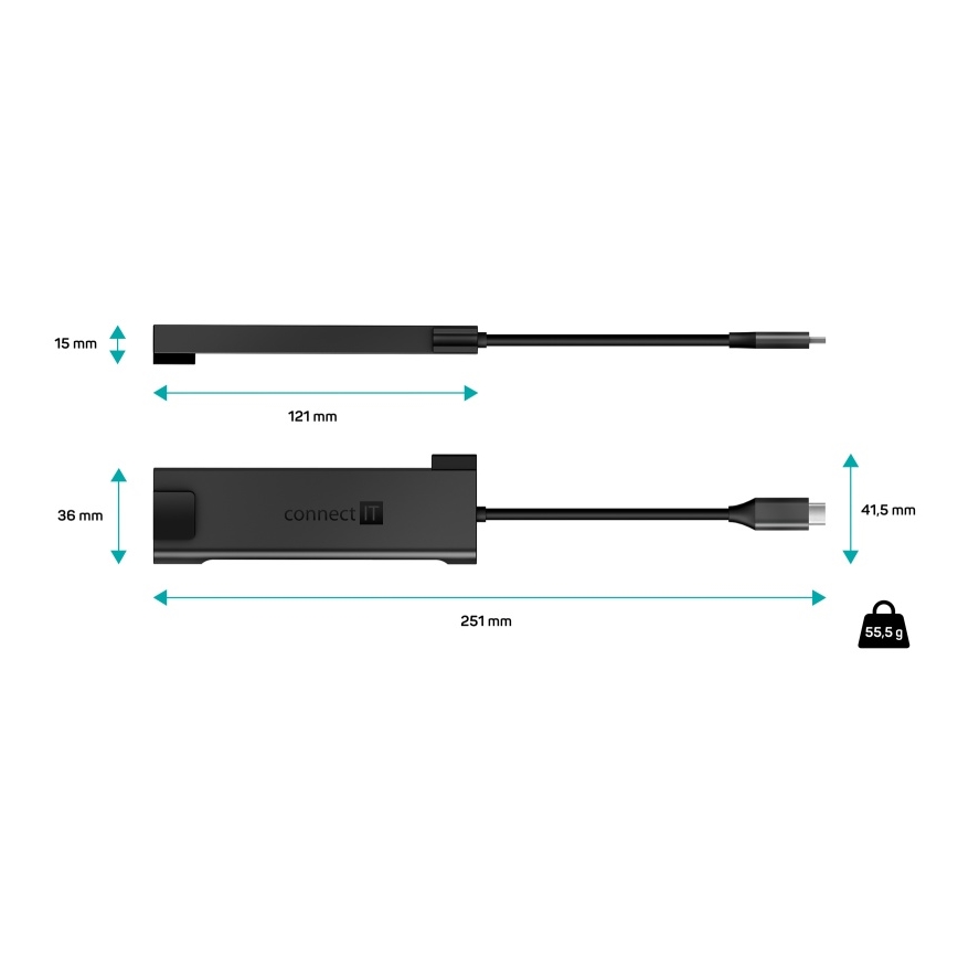 CONNECT IT CHU-8020-AN - Hub USB-C 5em1