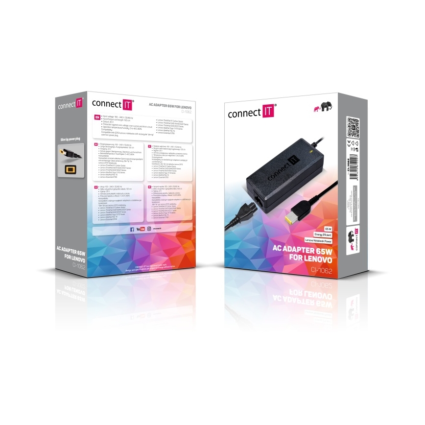 CONNECT IT CI-1062 - Adaptador de energia para portáteis Lenovo 65W