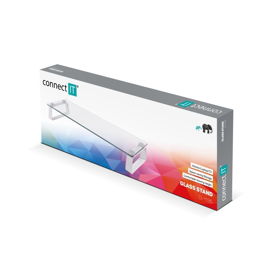CONNECT IT CI-1135 - Base de vidro multifuncional transparente/branco