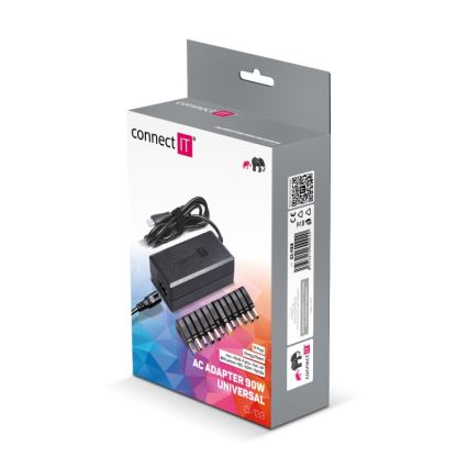 CONNECT IT CI-133 - Adaptador de corrente universal para computadores portáteis 90W