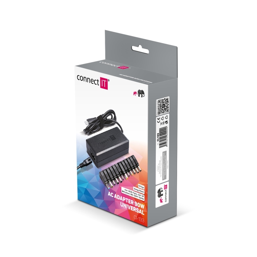 CONNECT IT CI-133 - Adaptador de corrente universal para computadores portáteis 90W