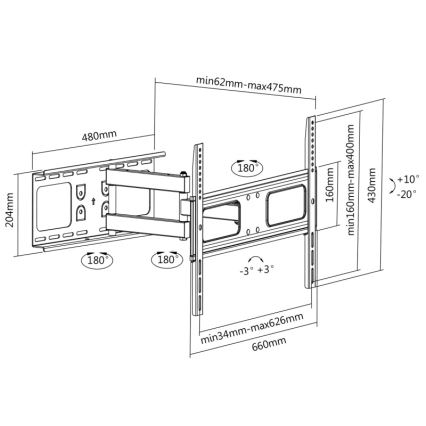 CONNECT IT CI-787 - Suporte de parede para TV 37-70” branco