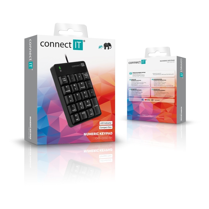 CONNECT IT CKB-0060-BK - Teclado numérico com fios preto