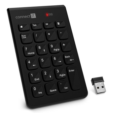 CONNECT IT CKB-0062-BK - Teclado numérico sem fios 1xAAA preto