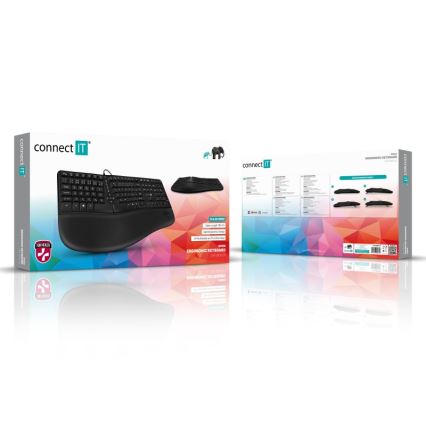 CONNECT IT CKB-2800-CS - Teclado ergonómico sem fios com localização CZ/SK preto