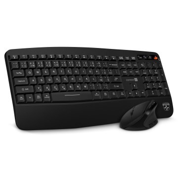 CONNECT IT CKM-6010-CS - Teclado e rato ergonómico sem fios 800/1200/1600/2400 DPI com localização CZ/SK 1xAA + 2xAAA preto
