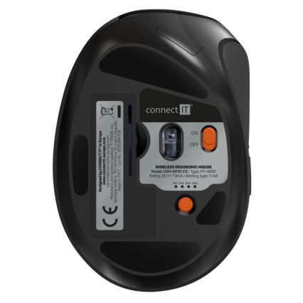 CONNECT IT CKM-6010-CS - Teclado e rato ergonómico sem fios 800/1200/1600/2400 DPI com localização CZ/SK 1xAA + 2xAAA preto