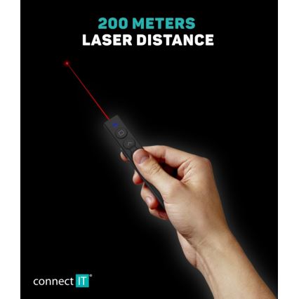 CONNECT IT CLP-2050-BK - Comando de apresentação sem fios com ponteiro laser 1xAAA