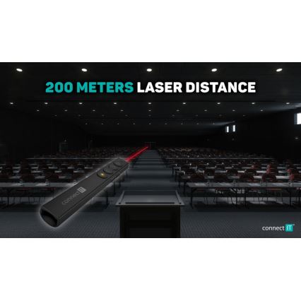 CONNECT IT CLP-2050-BK - Comando de apresentação sem fios com ponteiro laser 1xAAA