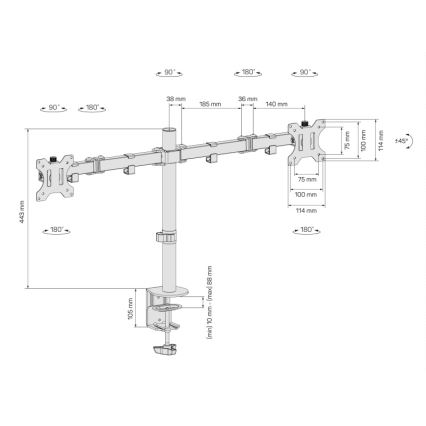 CONNECT IT CMF-3203-BK - Suporte universal para 2 monitores 13-32” preto