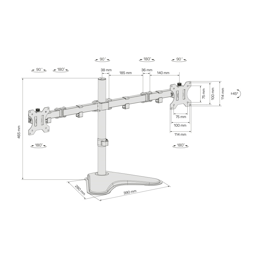 CONNECT IT CMF-3204-BK - Suporte universal para 2 monitores 13-32” preto