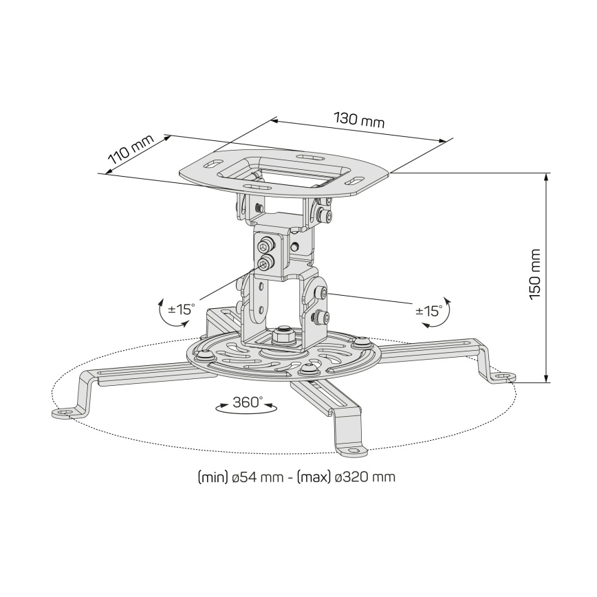 CONNECT IT CMF-6020-BK - Suporte para projetor de teto preto