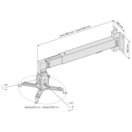 CONNECT IT CMF-7020-SL - Suporte de parede para projetor prateado