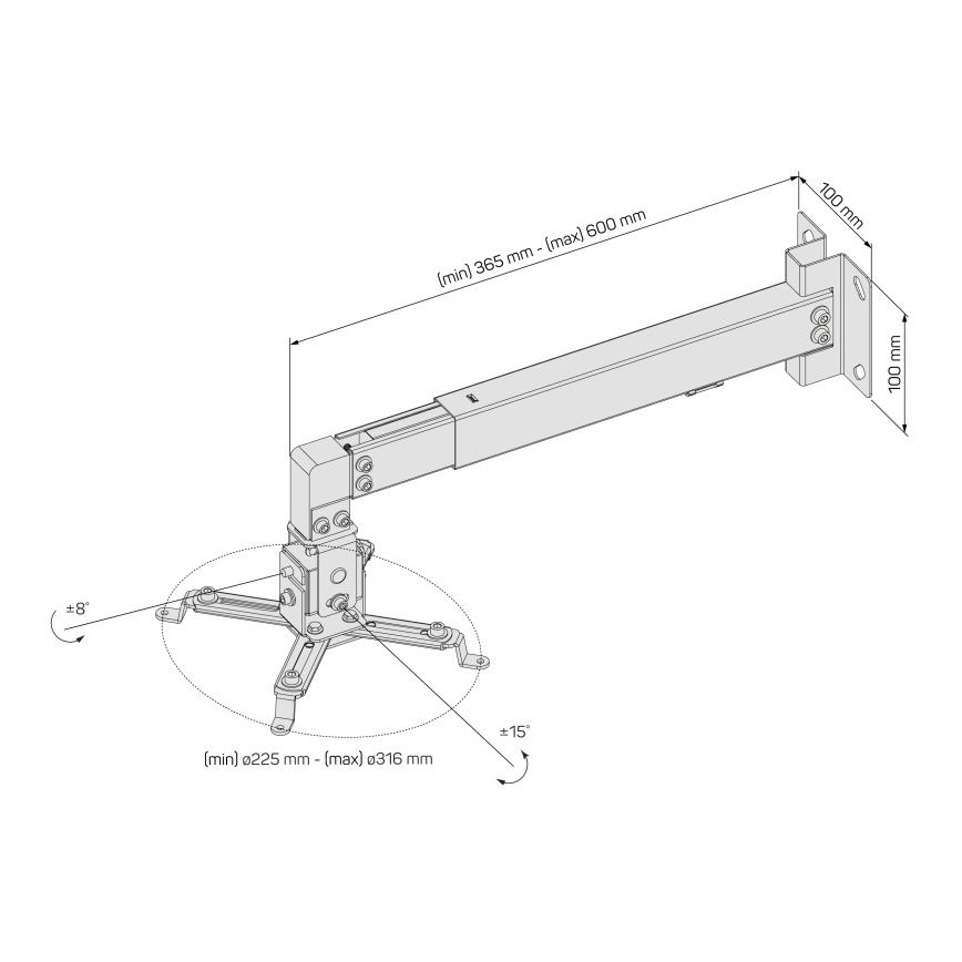 CONNECT IT CMF-7020-SL - Suporte de parede para projetor prateado