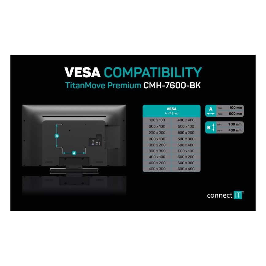 CONNECT IT CMH-7600-BK - Suporte de parede para TV 32-70” preto