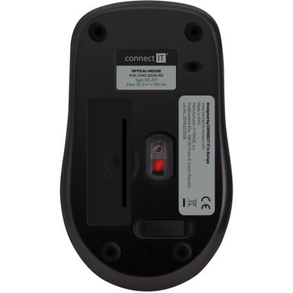 CONNECT IT CMO-2230-RD - Rato silencioso sem fios MUTE 1200 DPI 1xAA preto/vermelho