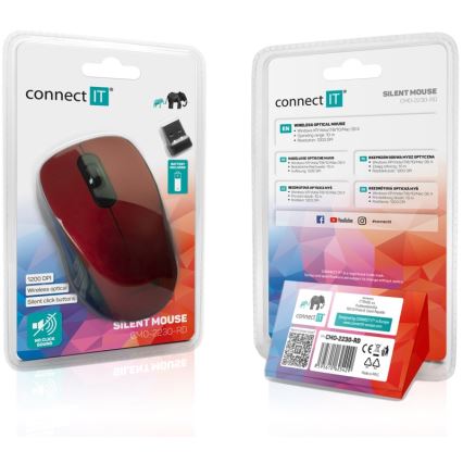 CONNECT IT CMO-2230-RD - Rato silencioso sem fios MUTE 1200 DPI 1xAA preto/vermelho