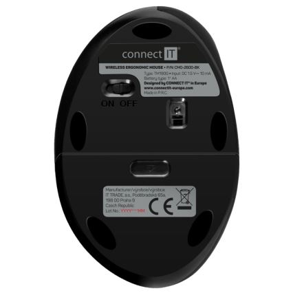 CONNECT IT CMO-2600-BK - Rato sem fios ergonómico 800/1200/1600 DPI 1xAA preto