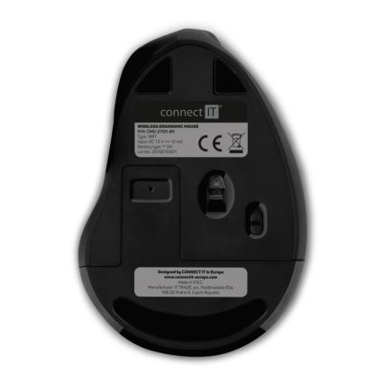 CONNECT IT CMO-2700-BK - Rato sem fios ergonómico 800/1200/1600 DPI 1xAA preto