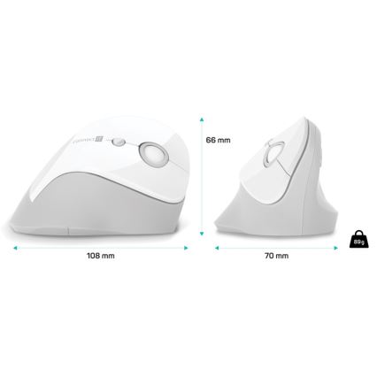 CONNECT IT CMO-2700-WH - Rato sem fios ergonómico 800/1200/1600 DPI 1xAA branco