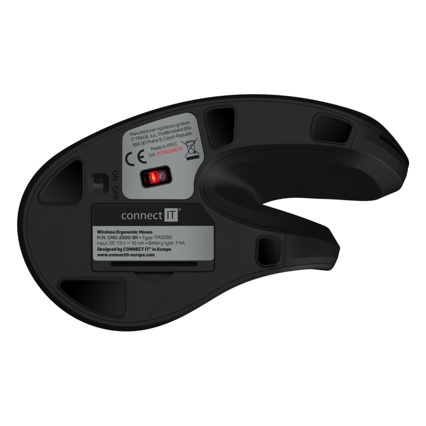 CONNECT IT CMO-2900-BK - Rato sem fios ergonómico 800/1200/1600 DPI 1xAA preto