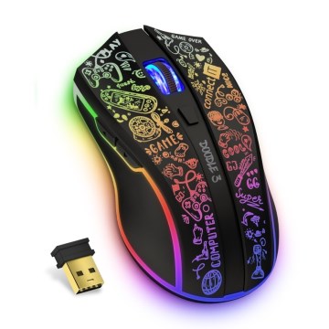 CONNECT IT CMO-3530-DD - Rato para jogos LED RGB sem fios 800/1200/1600/2400/4800 DPI 600 mAh preto