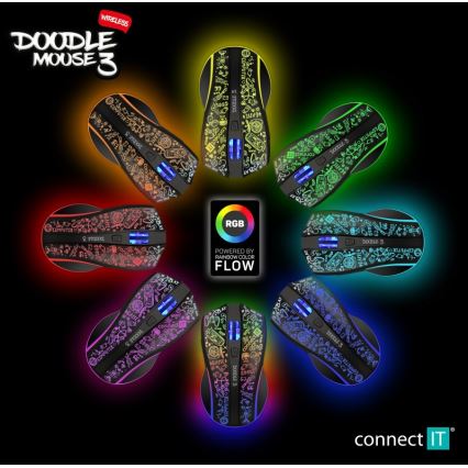 CONNECT IT CMO-3530-DD - Rato para jogos LED RGB sem fios 800/1200/1600/2400/4800 DPI 600 mAh preto