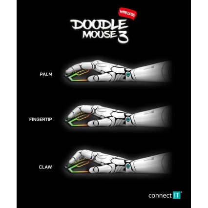 CONNECT IT CMO-3530-DD - Rato para jogos LED RGB sem fios 800/1200/1600/2400/4800 DPI 600 mAh preto