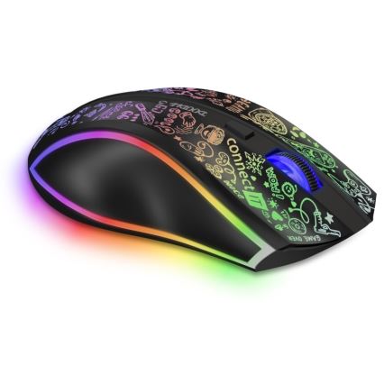CONNECT IT CMO-3530-DD - Rato para jogos LED RGB sem fios 800/1200/1600/2400/4800 DPI 600 mAh preto