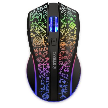 CONNECT IT CMO-3530-DD - Rato para jogos LED RGB sem fios 800/1200/1600/2400/4800 DPI 600 mAh preto