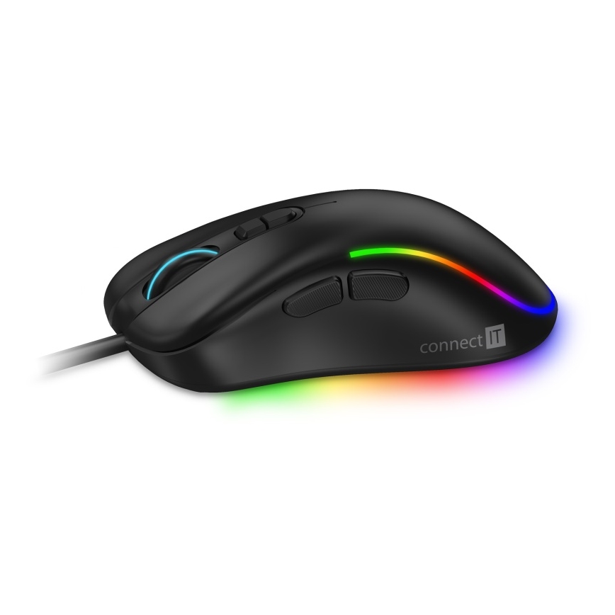 CONNECT IT CMO-3589-BK -  Rato LED RGB para jogos com fios 200-7200 DPI preto