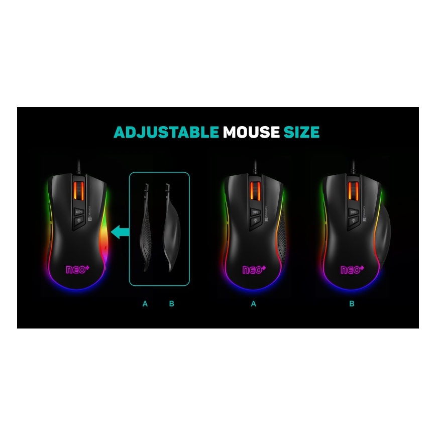 CONNECT IT CMO-3591-BK - Rato para jogos LED RGB com fios 500-7200 DPI preto