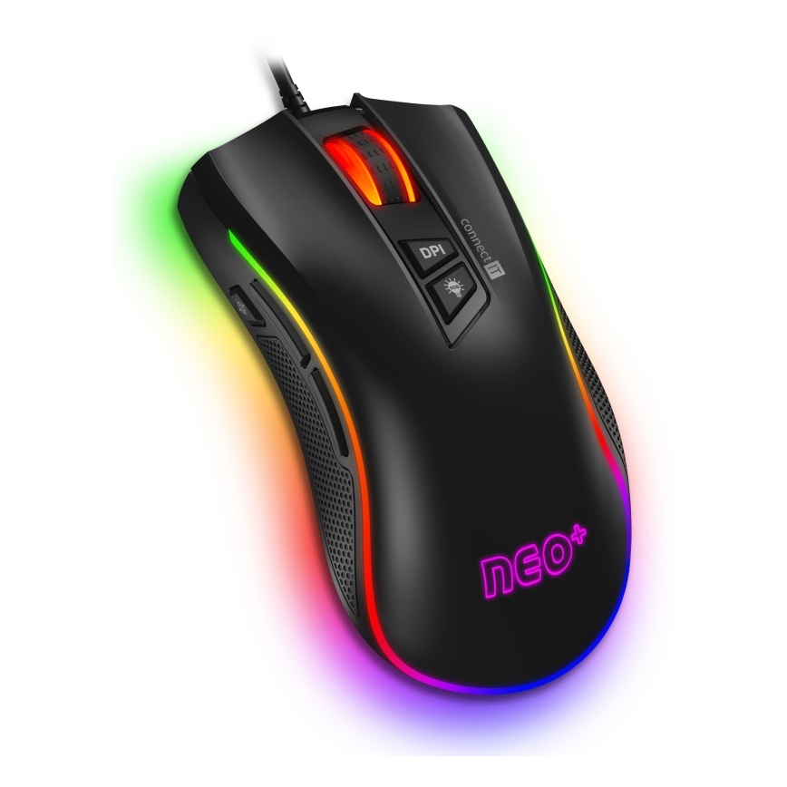 CONNECT IT CMO-3591-BK - Rato para jogos LED RGB com fios 500-7200 DPI preto