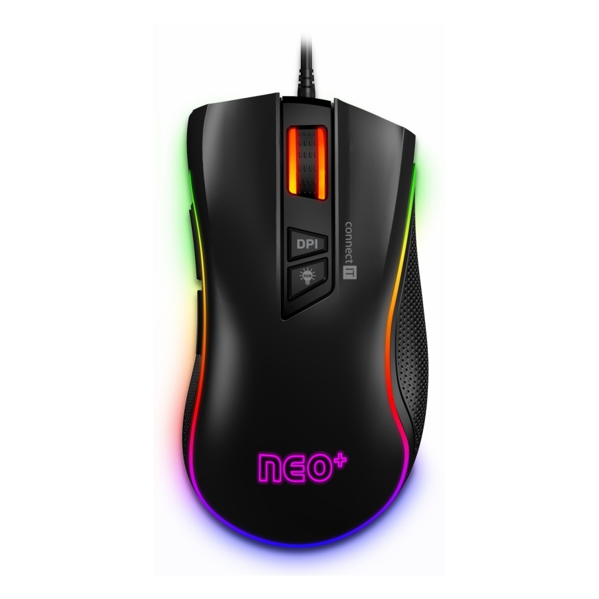 CONNECT IT CMO-3591-BK - Rato para jogos LED RGB com fios 500-7200 DPI preto