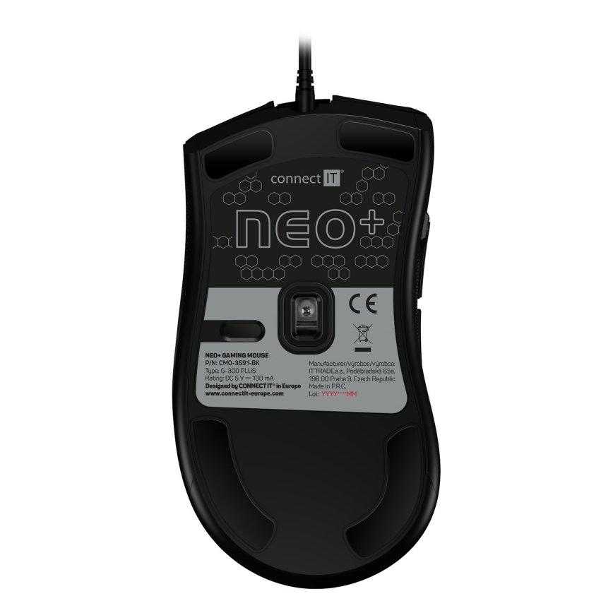CONNECT IT CMO-3591-BK - Rato para jogos LED RGB com fios 500-7200 DPI preto