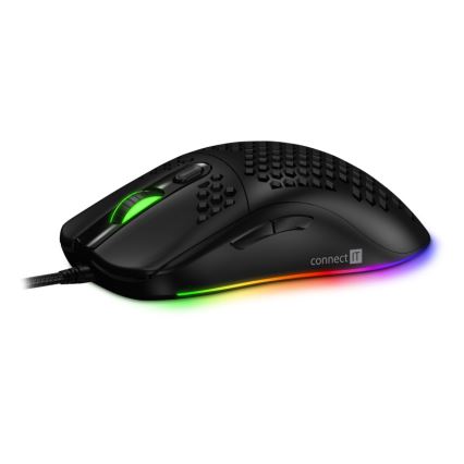 CONNECT IT CMO-5511-BK -Rato para jogos LED RGB com fios 200-12800 DPI preto