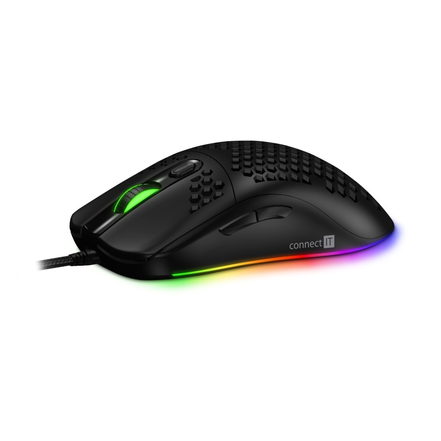 CONNECT IT CMO-5511-BK -Rato para jogos LED RGB com fios 200-12800 DPI preto