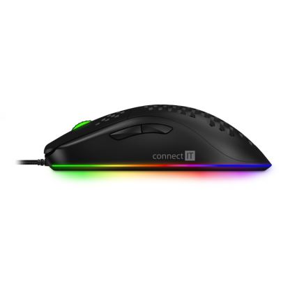CONNECT IT CMO-5511-BK -Rato para jogos LED RGB com fios 200-12800 DPI preto