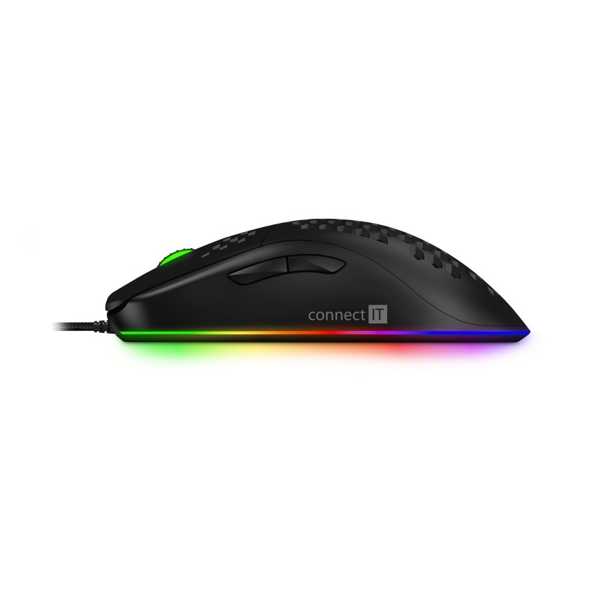 CONNECT IT CMO-5511-BK -Rato para jogos LED RGB com fios 200-12800 DPI preto