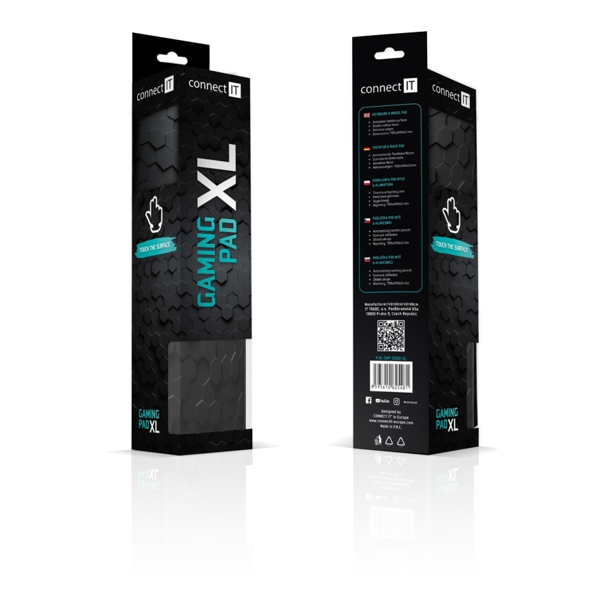 CONNECT IT CMP-2000-XL - Tapete para teclado e rato 79,5x34,5 cm preto