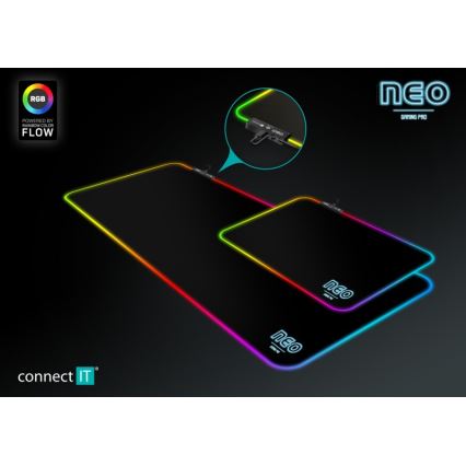 CONNECT IT CMP-3100-LG - Teclado e tapete de rato gaming LED RGB 80x30 cm preto