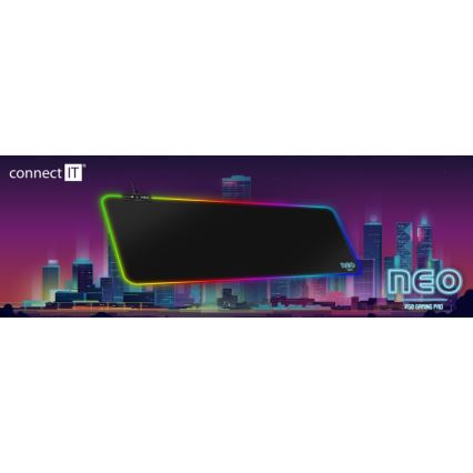 CONNECT IT CMP-3100-LG - Teclado e tapete de rato gaming LED RGB 80x30 cm preto