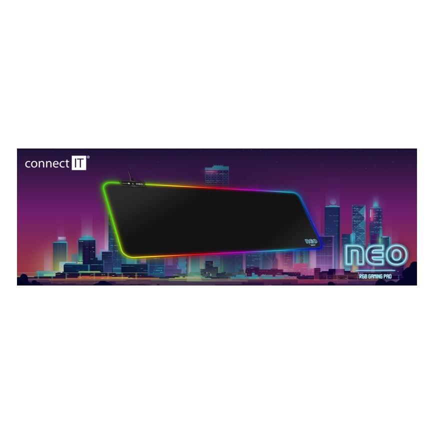 CONNECT IT CMP-3100-LG - Teclado e tapete de rato gaming LED RGB 80x30 cm preto
