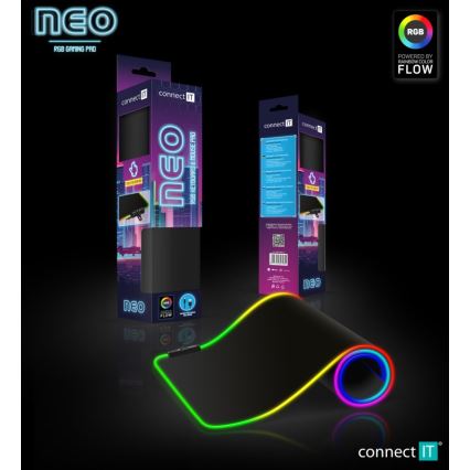 CONNECT IT CMP-3100-LG - Teclado e tapete de rato gaming LED RGB 80x30 cm preto
