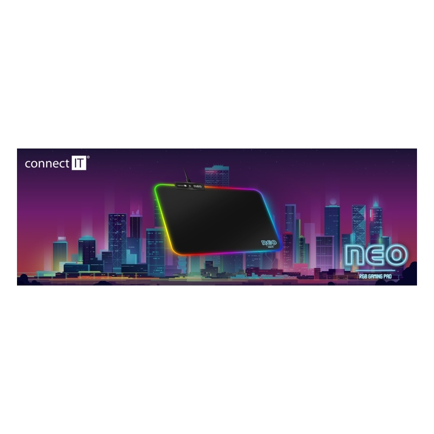 CONNECT IT CMP-3100-SM - Tapete de rato gaming LED RGB32x24,5 cm preto